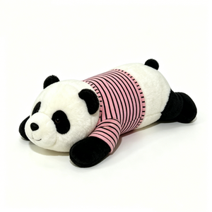 Peluche de Panda Personalizado, Adorable y Suave, en Blanco y Negro con Camiseta Rosa a Rayas, Peluche de Panda Largo - Product Image 5