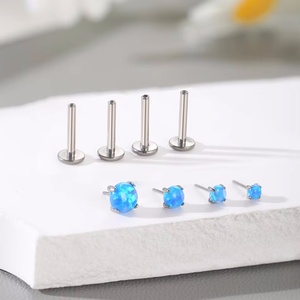 Piercing Labret Monore in Titanio G23 Senza Filettatura con Opale a Artiglio, Orecchini a Perno per Trago ed Elica, Piercing Push-in per Labbro, Gioielli per Cartilagine - Product Image 4