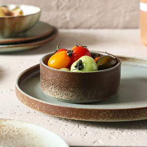 Vintage Kiln Changed Blue Ceramic Dinnerware <b>Sets</b> <b>Serving</b> <b>Dishes</b> Platter Fine Dining Restaurant Porcelain Dinner Plate - Product Image 5