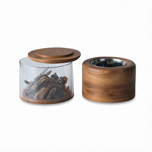 Quemador de Incienso Portátil de Madera de Nogal, Porta Incienso de Latón, Quemador de Aroma Redondo con Recolector de Ceniza para Decoración del Hogar, Ramadán, Eid - Product Image 1