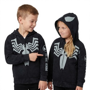 Sudadera con Capucha y Cremallera del Personaje Venom, Unisex, de Forro Polar, Color Sólido, Ropa de Invierno para Niños, Servicio OEM, Ropa Casual - Product Image 1