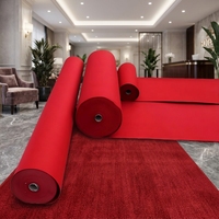 Rouleau de moquette non tissée de qualité supérieure de 2 m de largeur, couleur rouge, pour scène de mariage, moquette en feutre pour exposition avec protection en PET