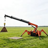Grue araignée compacte pliable Tonlita pour travaux en intérieur, grue à flèche articulée de 3 tonnes pour espaces étroits