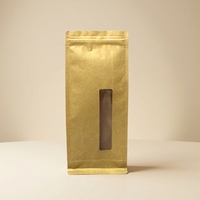 Pochette à fond carré biodégradable personnalisée, pochette autoportante en papier kraft 100g-500g, réutilisable pour grains de café, thermoscellable, refermable avec fermeture éclair
