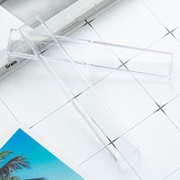 PQ vente en gros entièrement Transparent petit carré cristal stylo boîte imprimable à quatre faces papier porte-crayon forme carrée Stock