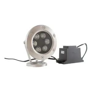 Lumière de fontaine LED RVB 6W, corps en acier inoxydable submersible, étanche IP68, 24V CC pour la décoration de paysages et de piscines par Lucid World - Product Image 1