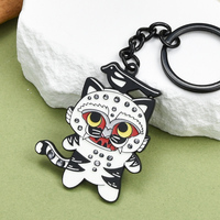Porte-clés en métal émaillé personnalisé, mignon, motif léopard, porte-clés avec logo personnalisé, porte-clés noir