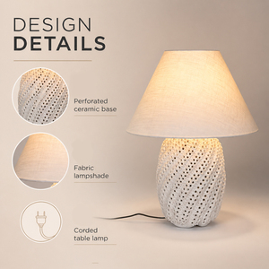 Custom Nordic Style Handmade Art Ceramic Table <b>Lamp</b> with Linen Shade for Bedroom Nightstand Living Room Hotel Decor - Product Image 6