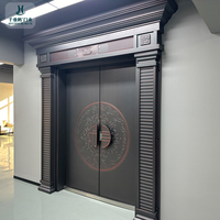 Porte d'entrée double en aluminium moulé de style colonne romaine, design moderne du milieu du siècle, antivol, pour villa, appartement, salon