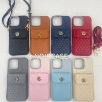 Étui de téléphone femme de haute qualité en gros pour iphone - TPU + PC + PU, conception de porte-cartes, bandoulière, étui de téléphone extérieur