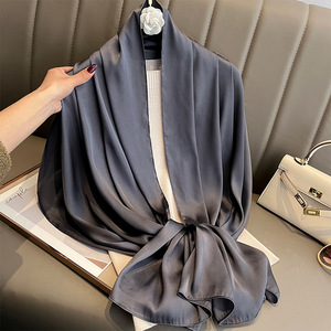 Luxury <b>Lady</b> Plain Silk <b>Shawls</b> Wholesale Solid Color Foulard Head <b>Wraps</b> Fashionable <b>Ladies</b> <b>Shawls</b> Scarves - Product Image 4