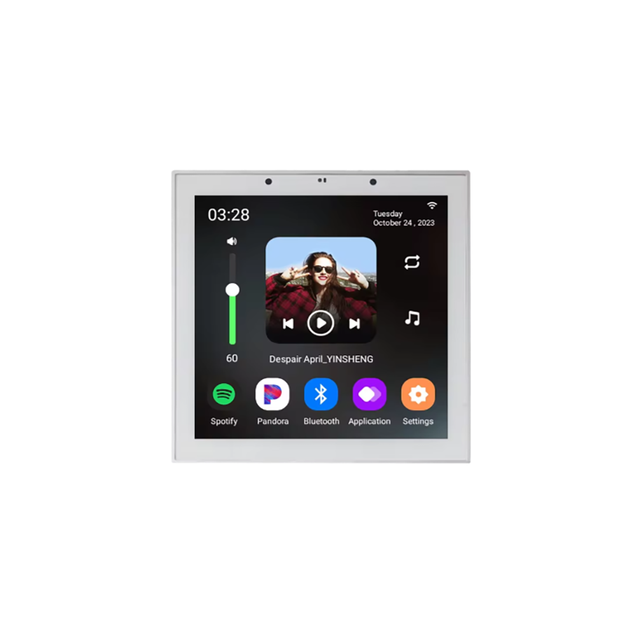 Zhiku Tuya Smart Speaker 4 Inch Cross Music Player Wall Mounted Amplifier Android 11 Graffiti Smart Home Made Plastic 2.0