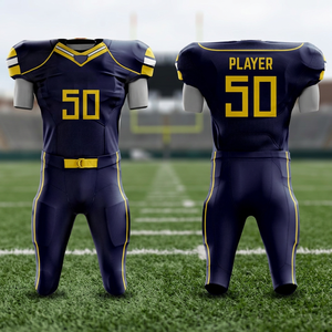 Ensemble de maillots de football américain personnalisés unisexe sans manches col en V imprimé numérique sur le devant respirant anti-humidité en maille taille élastique - Product Image 1