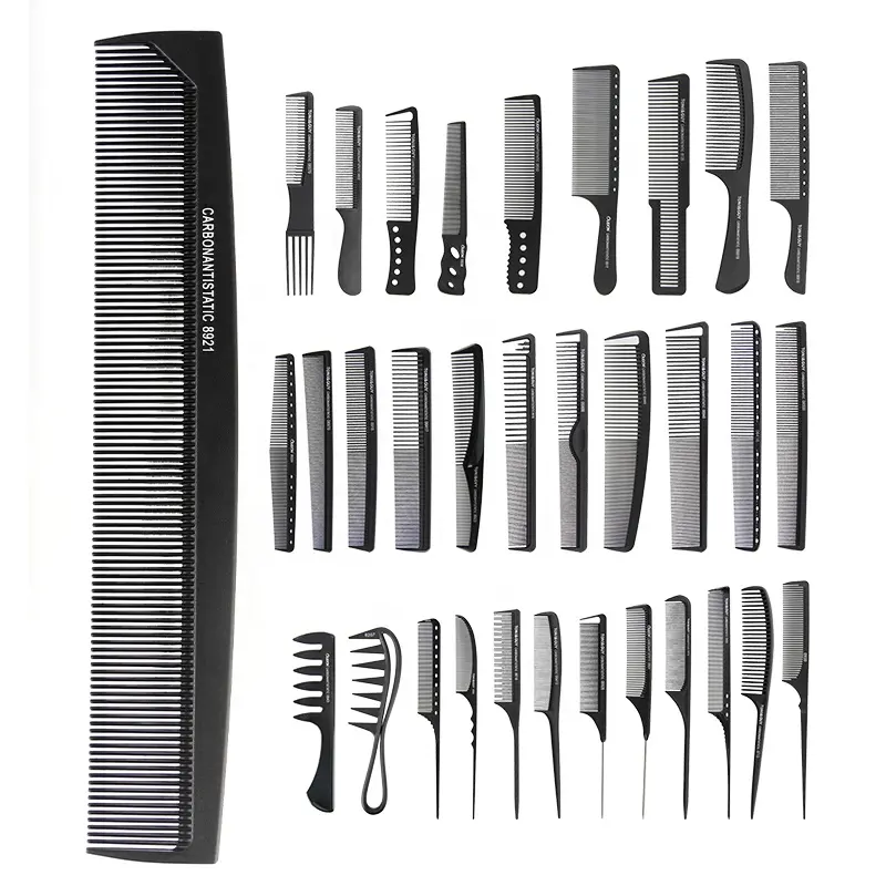 Professional Beauty Salon Use Tools High Heat Resistance Hairdressing Comb Carbon Fiber Cutting Combs