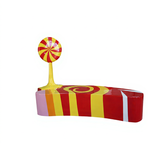Custom Fiberglass Candy Bench Striped Colorful <b>Patio</b> Bench Whimsical Seating for Outdoor Hotel Mall Park - Product Image 1