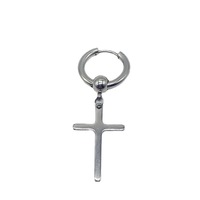Boucles d'oreilles pendantes unisexes en acier inoxydable, styles variés, avec breloques croix, hexagramme et triangle, style punk, vente en gros