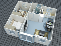 XH 2 chambres minuscule cabine maisons préfabriquées Kit de maison en conteneur mobile à vendre