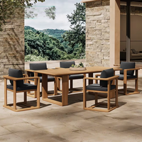 Ensemble de meubles de jardin en teck pour patio, table et chaises de salle à manger d'extérieur pour hôtel, meubles de patio pour villa, meubles d'extérieur pour restaurant