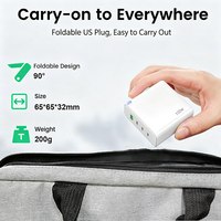 Chargeur rapide USB-C GaN 100W avec écran LED, 2 ports USB-C, 2 ports USB-A, adaptateur mural PD multi-ports, prise UK EU US AU, chargeur de voyage