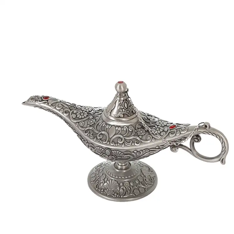Aladdin sihirli lamba tütsü brülör Metal el sanatları süs ev dekor otel düğün kullanımı antika kalaylı Aladdin lamba