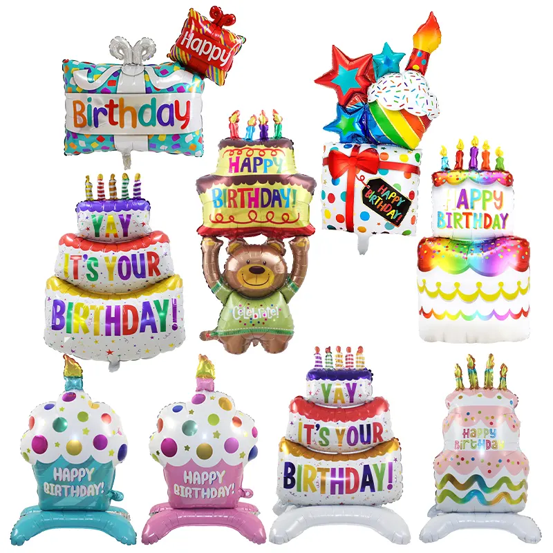 बड़े जन्मदिन का केक, बच्चों के जन्मदिन की पार्टी सजावट के लिए एल्यूमीनियम फिल्म गुब्बारे