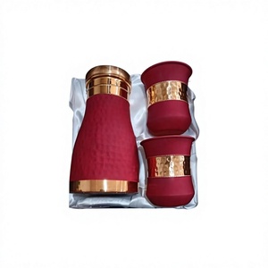 Red Stainless Steel Eco-Friendly Vacuum Insulated <b>Mug</b> Set Gold Band Gift <b>Box</b> Modern Luxury Design 6-12 Hours Thermal Insulation - Product Image 6