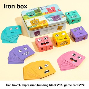 <span class=keywords><strong>Cubo</strong></span> de Madera para Cambiar Expresiones Faciales, Bloques de Rompecabezas con 40 Piezas de Animales y Naturaleza, Juguete Educativo - Product Image 2