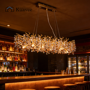 Luminaires décoratifs de plafond pour le projet d'appartement Kuavee Villa, magnifiques luminaires en cristal en forme de branche, en aluminium, à LED - Product Image 3