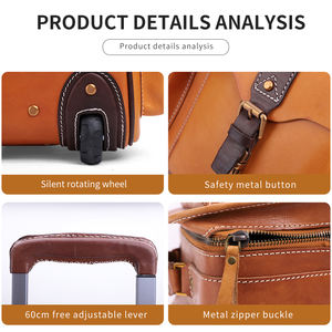 DUJIANG-carrito de equipaje de piel auténtica para hombre, conjunto de equipaje con ruedas de 24 pulgadas - Product Image 6