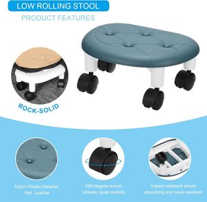 Lightweight Durable Rolling Mobile Pulley Low <b>Stool</b> for Home Office Living Room PP Plastic Comfortable Padded <b>Seat</b> Silent Wheels - Product Image 5