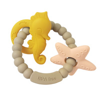 Nouveau design, anneau de dentition en silicone pour bébé, jouet mignon, sans BPA, forme d'étoile de mer, personnalisable par année