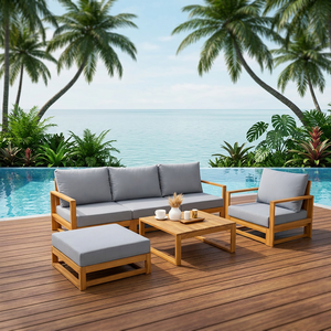 EDEN Ensemble de canapés de jardin contemporains en bois d'acacia, 6 pièces, écologiques, avec coussins imperméables, pliables, pour terrasses et hôtels - Product Image 2