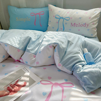 Parure de lit 4 pièces en microfibre lavée imprimée ultra douce, taille Queen/King, avec housse de couette et drap-housse