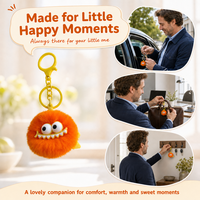 Porte-clés Monstre Orange en Peluche Doux et Moelleux avec Pompon, Breloque de Sac, Cadeau