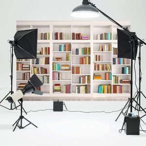 Bibliothèque d'intérieure en cuir, bon arrière-plan de bureau, pour <span class=keywords><strong>conférence</strong></span> vidéo, fête rétro - Product Image 4