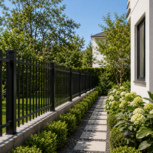Panel <span class=keywords><strong>de</strong></span> Cerca Metálica <span class=keywords><strong>de</strong></span> Acero Galvanizado Negro, Moderno, para Jardín, Patio, Villa, Valla <span class=keywords><strong>de</strong></span> Seguridad Residencial, Tamaño Personalizado, OEM, ODM, Venta Caliente - Product Image 3