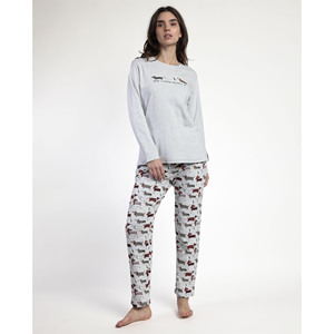 ADMAS ODM, pijama de manga larga con estampado de perro y logotipo personalizado para mujer, camisón transpirable con cierre de cintura elástica abotonada para invierno - Product Image 1