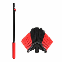 Brosse à toile d'araignée angulaire avec manche télescopique en aluminium à 2 sections pour le nettoyage des plafonds