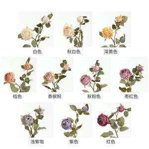 Rose artificielle à effet miroir, 2 têtes, bourgeon de rose à bords brûlés, branche unique, pour décoration de mariage et d'intérieur - Product Image 4