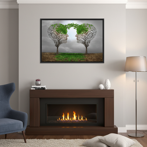 Face-to-Face Tree Silhouette Canvas: Symbolic Mental Connection Print,<b>BLACK</b> <b>FRAMED</b> CANVAS - Product Image 3