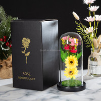Cadeaux de la fête des mères pour la Saint-Valentin Mini savon fleur éternelle Tournesol préservé pour toujours Dôme en verre rose Idée cadeau de Noël