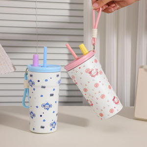 แก้วน้ำสแตนเลส Hello Kitty ขนาด 500 มล. แบบสองชั้นเก็บอุณหภูมิ พร้อมหลอดดูด สำหรับเดินทางและใช้งานกลางแจ้ง - Product Image 1