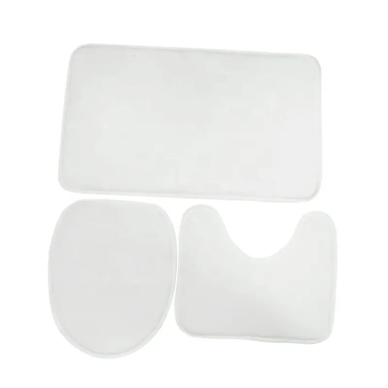 Personalized Polyester Sublimation Blank Bathroom Sets Custom Logo Print White Plain Bathroom Sets for Pressing