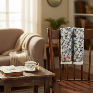 Foulard Quadrato Piccolo a Quadretti Floreali 70x70cm - Product Image 2