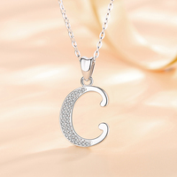 Vente en gros mode cz 925 bijoux en argent sterling minuscules femmes initiale personnalisée alphabet lettre collier pendentif