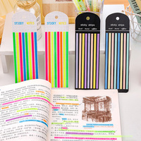Transparent collant long néon clair surligneur bandes drapeaux autocollants, pour annoter les livres bureau école étude fournitures