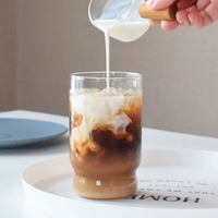 Jolie tasse en verre monocouche, tasse à taille courte, verre transparent simple pour la maison, idéal pour le lait, le café, les jus et les boissons froides