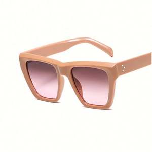 Lunettes de soleil carrées rétro transparentes marron tendance 2022 personnalisées avec rivets, style œil de chat pour femmes - Product Image 4
