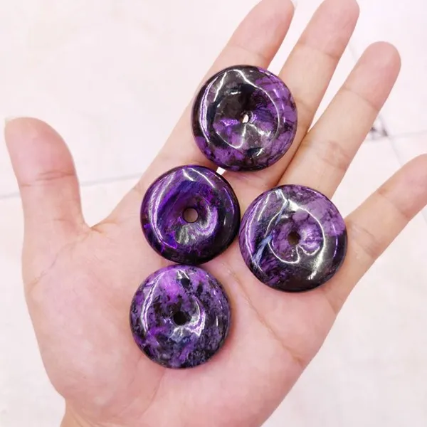 Wholesale Natural Smooth Charm Gemstone Sugilite Donut Pendant For Jewelry Making
