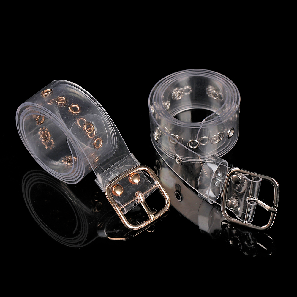 Ремень женский прозрачный, модный широкий пояс в стиле панк, с круглой квадратной пряжкой в форме сердца